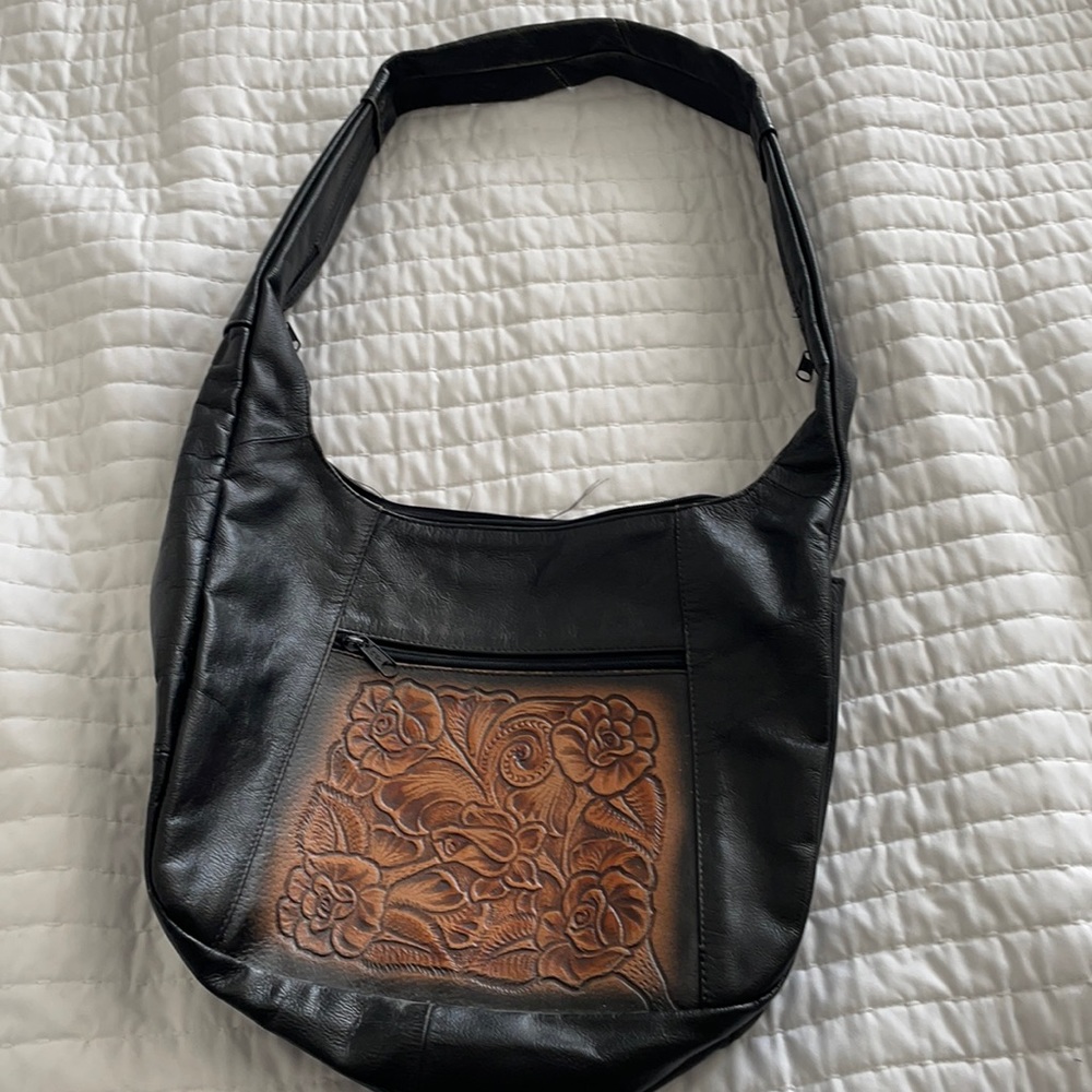 Black leather Mexican purse